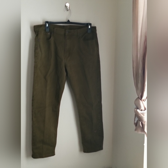 Green Denim Jean Straight-Leg Cotton Blend - Picture 1 of 6
